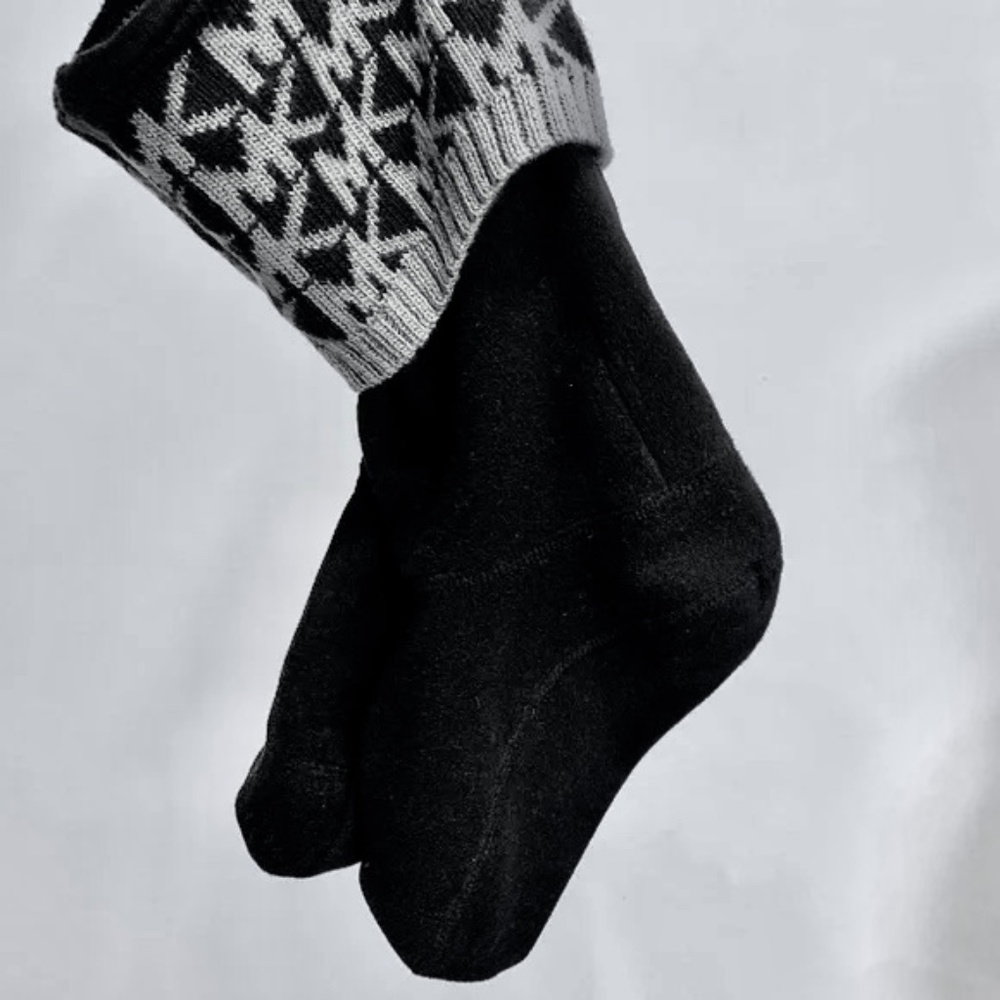 MICHAEL KORS Black/Grey MK Logo Cuff Boot Liners Socks S/M 6-8.